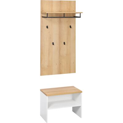 Homcom Mobile da Ingresso con Scarpiera Bassa, Panca e Appendiabiti da 4 Ganci in Truciolato e Acciaio, 60x28x120 cm Aosom Italy Homcom Mobile da Ingresso con Scarpiera Bassa, Panca e Appendiabiti da 4 Ganci in Truciolato e Acciaio, 60x28x120 cm Aosom Italy