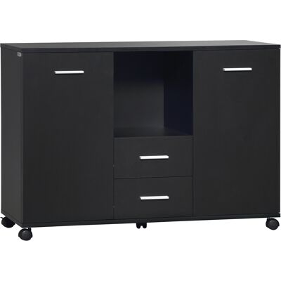 Vinsetto Mobile Ufficio Multifunzionale con 4 Ruote Pratico Armadietto con 2 Ante e 2 Cassetti per Stampante Scanner Fax 100x40x71cm Nero Aosom Vinsetto Mobile Ufficio Multifunzionale con 4 Ruote Pratico Armadietto con 2 Ante e 2 Cassetti per Stampante Scanner Fax 100x40x71cm Nero Aosom