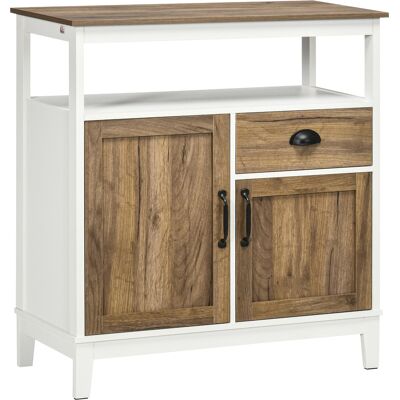 Homcom Mobile Cucina Stile Rustico con Armadietti e Cassetto, 76,6x 35x 81,5cm, Bianco e Marrone Aosom Italy Homcom Mobile Cucina Stile Rustico con Armadietti e Cassetto, 76,6x 35x 81,5cm, Bianco e Marrone Aosom Italy