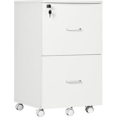 Vinsetto Armadietto da Ufficio con 2 Cassetti e 5 Ruote, Schedario in MDF e Truciolato, 43x45x72 cm, Bianco Aosom Vinsetto Armadietto da Ufficio con 2 Cassetti e 5 Ruote, Schedario in MDF e Truciolato, 43x45x72 cm, Bianco Aosom