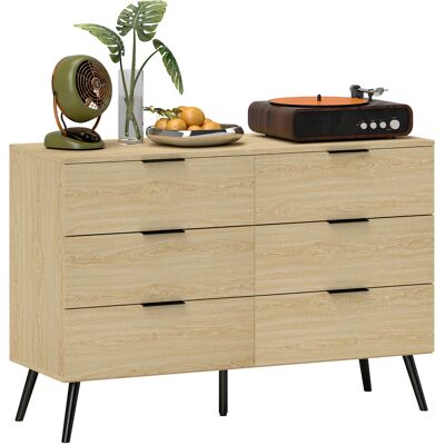Homcom Cassettiera 6 Cassetti in Legno per Camera da Letto e Ingresso, 110x40x75cm, Rovere Homcom Cassettiera 6 Cassetti in Legno per Camera da Letto e Ingresso, 110x40x75cm, Rovere