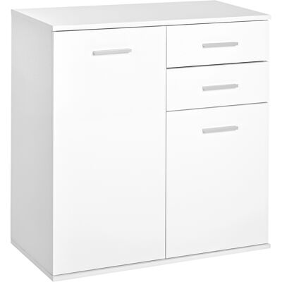 Homcom Cassettiera da Ufficio 2 Cassetti 2 Ante con Ripiano Regolabile Legno 71x35x76cm Bianco Homcom Cassettiera da Ufficio 2 Cassetti 2 Ante con Ripiano Regolabile Legno 71x35x76cm Bianco