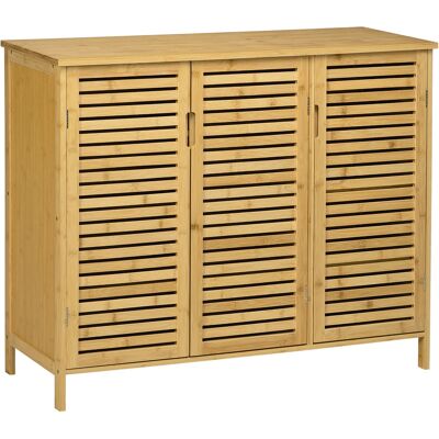 Homcom Mobile Scarpiera a 8 Ripiani su 3 Livelli con Maniglie, in Bambù, 100x35x80 cm, color Legno Aosom Italy Homcom Mobile Scarpiera a 8 Ripiani su 3 Livelli con Maniglie, in Bambù, 100x35x80 cm, color Legno Aosom Italy