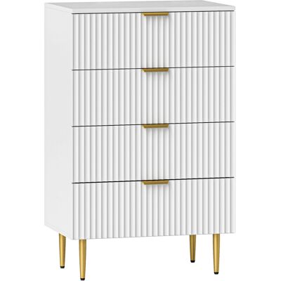Homcom Cassettiera 4 Cassetti Moderna con Maniglie Dorate, 60x40x96 cm, Bianco Homcom Cassettiera 4 Cassetti Moderna con Maniglie Dorate, 60x40x96 cm, Bianco