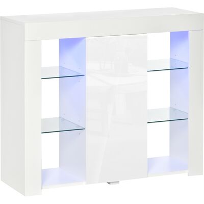 Credenza Moderna HOMCOM con Luci LED e Mensole in Vetro - Credenza Credenza Moderna HOMCOM con Luci LED e Mensole in Vetro - Credenza