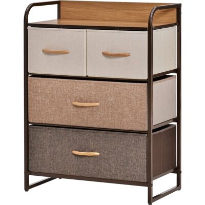 Homcom Cassettiera 4 Cassetti Pieghevoli in Tessuto e Ripiano in MDF, Arredamento Soggiorno e Camera, 58x29x78.5cm, Multicolore Aosom Homcom Cassettiera 4 Cassetti Pieghevoli in Tessuto e Ripiano in MDF, Arredamento Soggiorno e Camera, 58x29x78.5cm, Multicolore Aosom