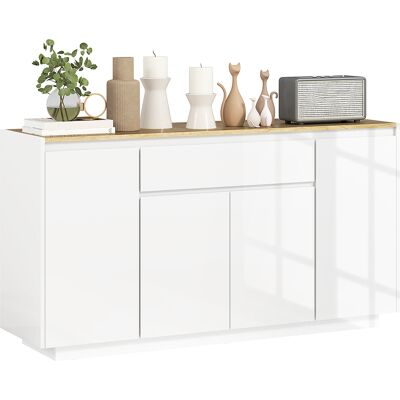 Homcom Credenza da Cucina Moderna con Cassetto e 3 Armadietti con Ripiani Regolabili, 140x40x75 cm, Bianco Homcom Credenza da Cucina Moderna con Cassetto e 3 Armadietti con Ripiani Regolabili, 140x40x75 cm, Bianco