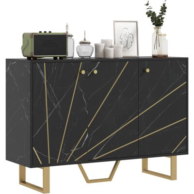 Homcom Mobile da soggiorno buffet con 2 armadi a 3 porte e ripiano regolabile, piedi in metallo, effetto marmo nero Homcom Mobile da soggiorno buffet con 2 armadi a 3 porte e ripiano regolabile, piedi in metallo, effetto marmo nero