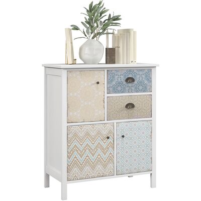 HOMCOM Mobile da deposito bianco - Shabby Chic, 2 cassetti, 3 scomparti - Mobile di stoccaggio HOMCOM Mobile da deposito bianco - Shabby Chic, 2 cassetti, 3 scomparti - Mobile di stoccaggio