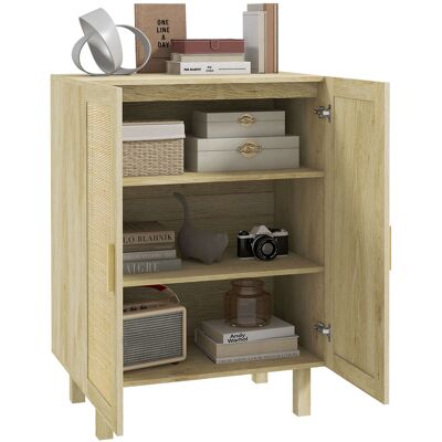 Homcom Buffet alto mobile di archiviazione design bohémien doppie ante con 3 ripiani in midollino - 73 x 41 x 102 cm Homcom Buffet alto mobile di archiviazione design bohémien doppie ante con 3 ripiani in midollino - 73 x 41 x 102 cm