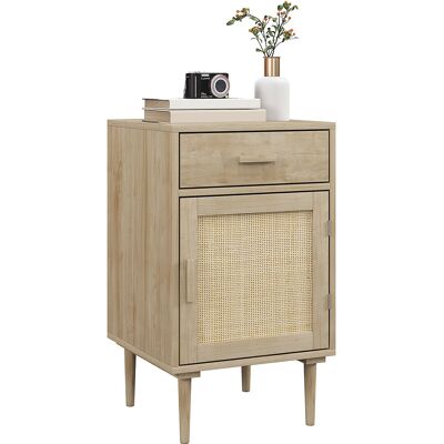 Homcom Comodino con armadio e ripiano porta in rattan intrecciato 1 cassetto design bohémien - 40 x 40 x 68,5 cm naturale Homcom Comodino con armadio e ripiano porta in rattan intrecciato 1 cassetto design bohémien - 40 x 40 x 68,5 cm naturale