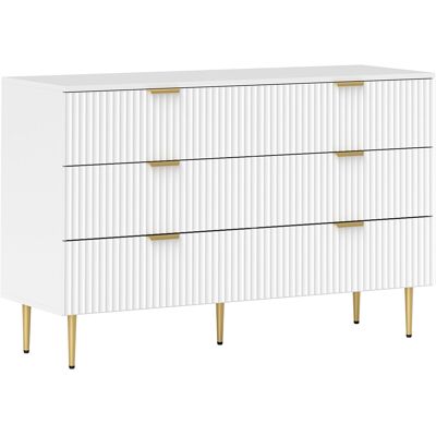 Homcom Cassettiera 6 cassetti mobile per camera moderno con maniglie e piedi dorati, 120 x 40 x 76,5 cm, bianco Homcom Cassettiera 6 cassetti mobile per camera moderno con maniglie e piedi dorati, 120 x 40 x 76,5 cm, bianco