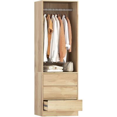 Homcom Armadio Guardaroba con Asta Appendiabiti, Ripiano Aperto e 3 Cassetti, in Legno, 60x48.5x185 cm, color Teak Homcom Armadio Guardaroba con Asta Appendiabiti, Ripiano Aperto e 3 Cassetti, in Legno, 60x48.5x185 cm, color Teak