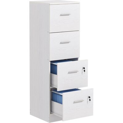 Homcom Armadio per Ufficio a 4 Cassetti con 2 Serrature e Barra Portadocumenti, in Legno, 40x42x130.8 cm, Bianco Aosom Italy Homcom Armadio per Ufficio a 4 Cassetti con 2 Serrature e Barra Portadocumenti, in Legno, 40x42x130.8 cm, Bianco Aosom Italy