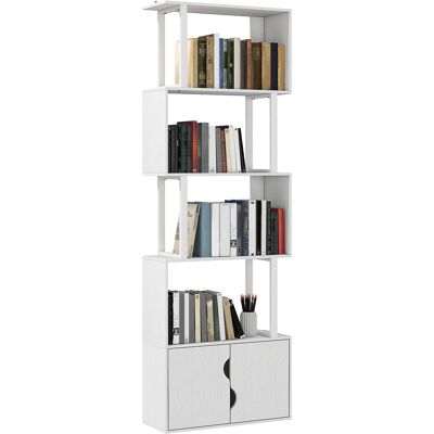 Homcom Libreria Moderna con 5 Ripiani e Armadietto a 2 Ante in Legno, 60x23.8x179.2 cm, Bianco Aosom Italy Homcom Libreria Moderna con 5 Ripiani e Armadietto a 2 Ante in Legno, 60x23.8x179.2 cm, Bianco Aosom Italy