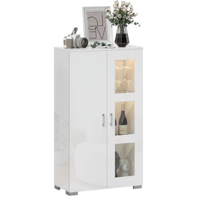 Homcom Buffet con LED RGB 16 colori e telecomando, alta lucidità, porte in vetro, ripiani in vetro, 71x35x126cm, bianco Aosom Italy Homcom Buffet con LED RGB 16 colori e telecomando, alta lucidità, porte in vetro, ripiani in vetro, 71x35x126cm, bianco Aosom Italy