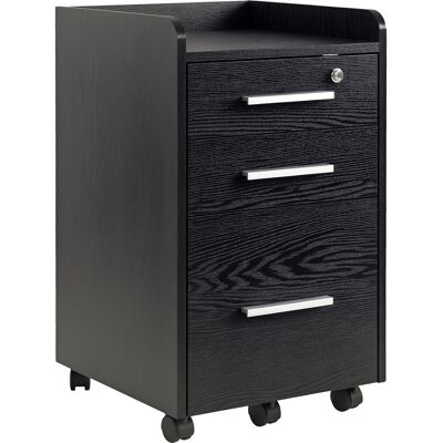 Homcom Cassettiera Portadocumenti in Legno a 3 Cassetti con Chiavi di Sicurezza e 5 Ruote, 39.2x40x65.4 cm, Nero Aosom Italy Homcom Cassettiera Portadocumenti in Legno a 3 Cassetti con Chiavi di Sicurezza e 5 Ruote, 39.2x40x65.4 cm, Nero Aosom Italy