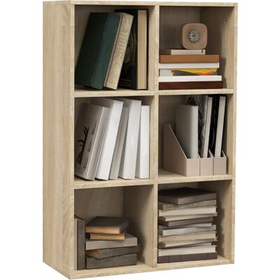 Homcom Mobile Libreria Moderno a 6 Cubi in Legno, 65.5x30x97.5 cm, color Rovere Aosom Italy Homcom Mobile Libreria Moderno a 6 Cubi in Legno, 65.5x30x97.5 cm, color Rovere Aosom Italy