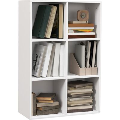 Homcom Mobile Libreria Moderno a 6 Cubi in Legno, 65.5x30x97.5 cm, Bianco Aosom Italy Homcom Mobile Libreria Moderno a 6 Cubi in Legno, 65.5x30x97.5 cm, Bianco Aosom Italy