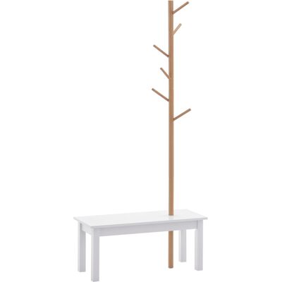 HOMCOM - Panca Appendiabiti Bamboo - Bianco - 80x30x180cm - panca appendiabiti HOMCOM - Panca Appendiabiti Bamboo - Bianco - 80x30x180cm - panca appendiabiti