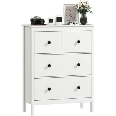 Homcom Comò con 4 Cassetti, per Abiti & Biancheria, Soggiorno, Camera da Letto, Corridoio, Truciolato, Bianco Aosom Italy Homcom Comò con 4 Cassetti, per Abiti & Biancheria, Soggiorno, Camera da Letto, Corridoio, Truciolato, Bianco Aosom Italy