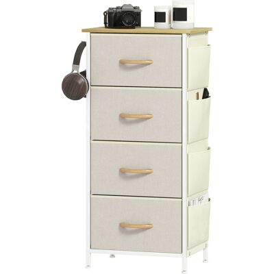 Homcom Cassettiera 4 Cassetti Pieghevoli con 4 Tasche e 2 Ganci, in Legno, Acciaio e Tessuto, 45x30x94.5 cm Aosom Italy Homcom Cassettiera 4 Cassetti Pieghevoli con 4 Tasche e 2 Ganci, in Legno, Acciaio e Tessuto, 45x30x94.5 cm Aosom Italy