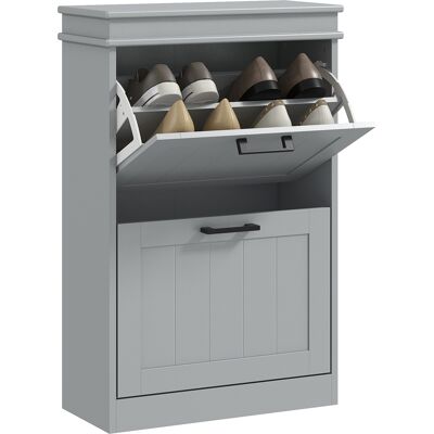 Homcom Mobile porta scarpe, 2 porte abbattibili, ripiani regolabili, per ingresso, corridoio, 54 x 24 x 82,5 cm, grigio Aosom Italy Homcom Mobile porta scarpe, 2 porte abbattibili, ripiani regolabili, per ingresso, corridoio, 54 x 24 x 82,5 cm, grigio Aosom Italy
