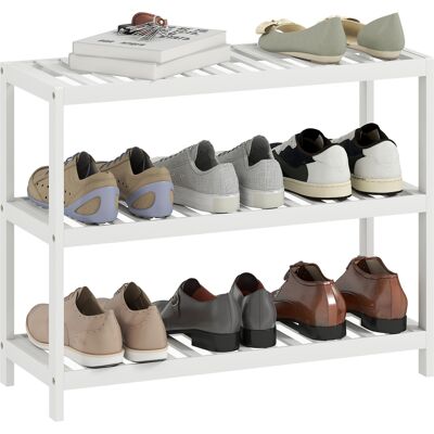 Homcom Scaffale Scarpiera in bambù a 3 Livelli per 9 Paia di Scarpe, Finitura laccata, 70x26x55cm, Bianco Aosom Italy Homcom Scaffale Scarpiera in bambù a 3 Livelli per 9 Paia di Scarpe, Finitura laccata, 70x26x55cm, Bianco Aosom Italy