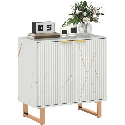 Homcom Buffet da salotto mobile da archiviazione dallo stile moderno con armadio a 2 porte scanalate, mensola regolabile, piedi in metallo, bianco Aosom Italy Homcom Buffet da salotto mobile da archiviazione dallo stile moderno con armadio a 2 porte scanalate, mensola regolabile, piedi in metallo, bianco Aosom Italy