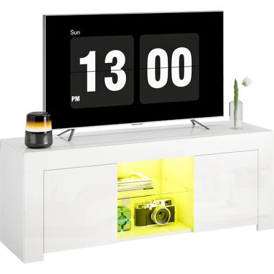 Homcom Mobile TV con Illuminazione LED, 2 Porte Armadio, Ripiano in Vetro, Passacavi, per Soggiorno, Truciolato, Bianco Aosom Italy Homcom Mobile TV con Illuminazione LED, 2 Porte Armadio, Ripiano in Vetro, Passacavi, per Soggiorno, Truciolato, Bianco Aosom Italy