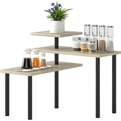 Homcom Scaffale da Cucina a 3 Livelli con 3 Ripiani Girevoli, Struttura in Metallo, 40x18x36.5 cm, Legno Naturale Aosom Italy Homcom Scaffale da Cucina a 3 Livelli con 3 Ripiani Girevoli, Struttura in Metallo, 40x18x36.5 cm, Legno Naturale Aosom Italy