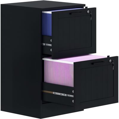 Homcom Mobiletto per ufficio, mobile portaoggetti in legno con 2 cassetti e serratura, barre di sospensione regolabili, 40 x 40 x 71 cm, nero Aosom Italy Homcom Mobiletto per ufficio, mobile portaoggetti in legno con 2 cassetti e serratura, barre di sospensione regolabili, 40 x 40 x 71 cm, nero Aosom Italy