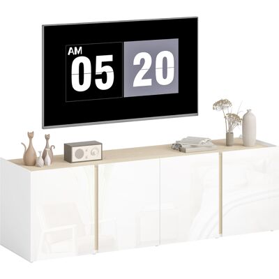Homcom Mobile TV con 4 porte a chiusura ammortizzata, ripiano regolabile e passacavi, 135 x 38 x 45 cm, Bianco Aosom Italy Homcom Mobile TV con 4 porte a chiusura ammortizzata, ripiano regolabile e passacavi, 135 x 38 x 45 cm, Bianco Aosom Italy