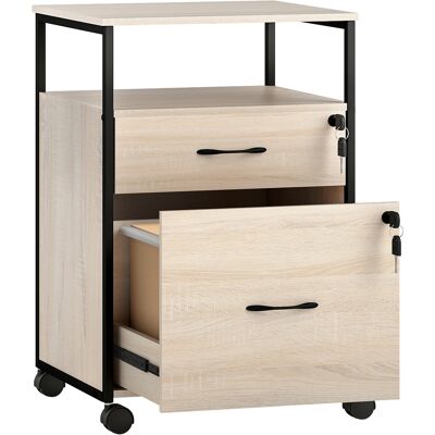 Vinsetto Cassettiera per Scrivania con 2 Cassetti e Ruote, per Formato Lettera A4 44x40x66,5 cm, Legno Aosom Italy Vinsetto Cassettiera per Scrivania con 2 Cassetti e Ruote, per Formato Lettera A4 44x40x66,5 cm, Legno Aosom Italy