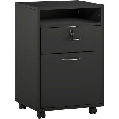 Homcom Mobiletto da Ufficio in Legno con Ripiano Aperto, Cassetto con Serratura e Armadietto, 40x35x60 cm, Nero Aosom Italy Homcom Mobiletto da Ufficio in Legno con Ripiano Aperto, Cassetto con Serratura e Armadietto, 40x35x60 cm, Nero Aosom Italy
