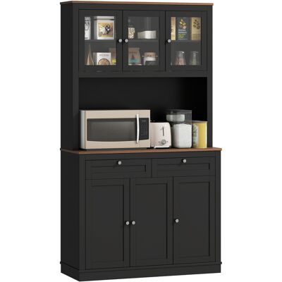 Homcom Credenza Cucina Alta con 4 Armadietti, 2 Cassetti e Piano Centrale, 100x40x180 cm, Nero Aosom Italy Homcom Credenza Cucina Alta con 4 Armadietti, 2 Cassetti e Piano Centrale, 100x40x180 cm, Nero Aosom Italy