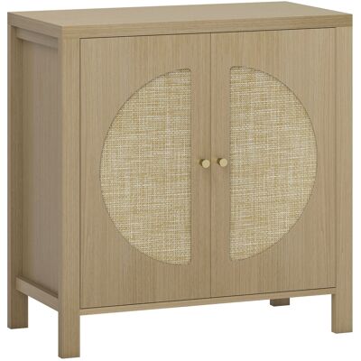 Homcom Credenza da Cucina con 2 Porte in Rattan Scaffale Regolabile e 2 Maniglie 75x38x77 cm Legno Naturale Aosom Italy Homcom Credenza da Cucina con 2 Porte in Rattan Scaffale Regolabile e 2 Maniglie 75x38x77 cm Legno Naturale Aosom Italy