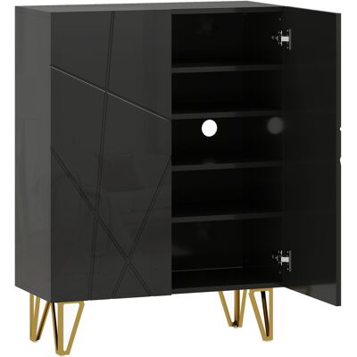 Homcom Scarpiera con 2 Ante e 4 Ripiani Regolabili, 72 x 31,5 x 95 cm, Nero Aosom Italy Homcom Scarpiera con 2 Ante e 4 Ripiani Regolabili, 72 x 31,5 x 95 cm, Nero Aosom Italy