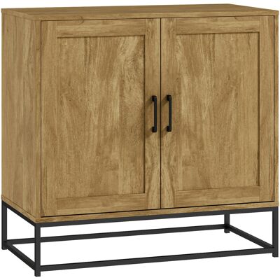 Homcom Credenza da Soggiorno a 2 Livelli con Ripiano Regolabile, in Legno e Acciaio, 80x40x78 cm, Marrone e Nero Homcom Credenza da Soggiorno a 2 Livelli con Ripiano Regolabile, in Legno e Acciaio, 80x40x78 cm, Marrone e Nero