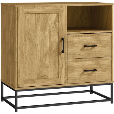 Homcom Credenza Moderna Multiuso da cucina con 2 Cassetti, Armadietto Regolabile e Ripiano Aperto, in Legno e Acciaio, 80x40x78cm, Marrone Aosom Italy Homcom Credenza Moderna Multiuso da cucina con 2 Cassetti, Armadietto Regolabile e Ripiano Aperto, in Legno e Acciaio, 80x40x78cm, Marrone Aosom Italy