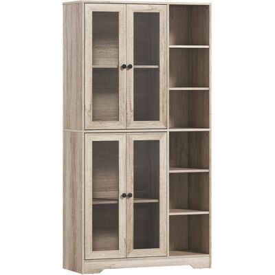 Homcom Credenza da Cucina con Vetrina a 4 Ante con Chiusura Soft e Ripiani Regolabili, 90x35x172 cm Grigio Chiaro Aosom Italy Homcom Credenza da Cucina con Vetrina a 4 Ante con Chiusura Soft e Ripiani Regolabili, 90x35x172 cm Grigio Chiaro Aosom Italy