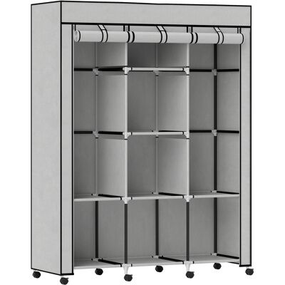 Homcom Armadio in tessuto, con 8 ripiani e 2 barre appendiabiti, Grigio Aosom Italy Homcom Armadio in tessuto, con 8 ripiani e 2 barre appendiabiti, Grigio Aosom Italy