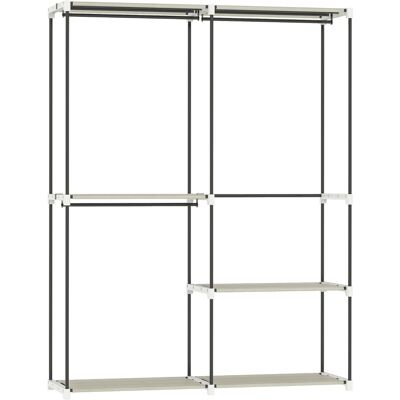 Homcom Armadio per Abiti Aperto con 4 Ripiani in Tessuto, 3 Barre per Appendere e Struttura in Metallo 142x43x185 cm Crema Aosom Italy Homcom Armadio per Abiti Aperto con 4 Ripiani in Tessuto, 3 Barre per Appendere e Struttura in Metallo 142x43x185 cm Crema Aosom Italy