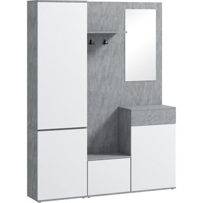 Homcom Mobile multiuso da Ingresso 4 in 1 con Specchio, Ganci e Ripiani Interni, in Legno e truciolato, 145x29x184 cm, Grigio e Bianco Aosom Italy Homcom Mobile multiuso da Ingresso 4 in 1 con Specchio, Ganci e Ripiani Interni, in Legno e truciolato, 145x29x184 cm, Grigio e Bianco Aosom Italy