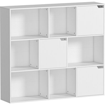 Homcom Libreria a 9 scomparti a cubo, 3 ante, 6 ripiani aperti, in Truciolato, Bianco Aosom Italy Homcom Libreria a 9 scomparti a cubo, 3 ante, 6 ripiani aperti, in Truciolato, Bianco Aosom Italy
