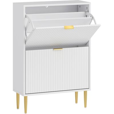 Homcom Scarpiera Slim per 12 Paia di Scarpe con 2 Cassetti a Ribalta e Ripiani Regolabili, 60x24x91.5 cm, Bianco Aosom Italy Homcom Scarpiera Slim per 12 Paia di Scarpe con 2 Cassetti a Ribalta e Ripiani Regolabili, 60x24x91.5 cm, Bianco Aosom Italy
