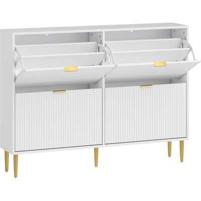 Homcom Scarpiera Slim per 20 Paia di Scarpe con 4 Cassetti a Ribalta e Ripiani Regolabili, 105x24x91.5 cm, Bianco Aosom Italy Homcom Scarpiera Slim per 20 Paia di Scarpe con 4 Cassetti a Ribalta e Ripiani Regolabili, 105x24x91.5 cm, Bianco Aosom Italy