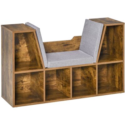 Homcom Libreria panca 2 in 1 con cuscini per seduta, scaffale a cubo 6 scomparti aperti, 102 x 30 x 61 cm, marrone rustico Aosom Italy Homcom Libreria panca 2 in 1 con cuscini per seduta, scaffale a cubo 6 scomparti aperti, 102 x 30 x 61 cm, marrone rustico Aosom Italy