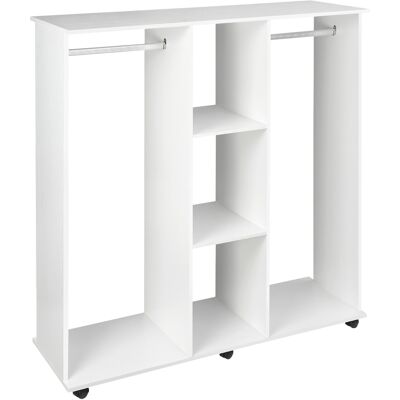 Homcom Armadio Guardaroba a Rotelle con 2 Barre e 3 Ripiani Aperti, in Legno e Alluminio, 120x40x128 cm, Bianco Aosom Italy Homcom Armadio Guardaroba a Rotelle con 2 Barre e 3 Ripiani Aperti, in Legno e Alluminio, 120x40x128 cm, Bianco Aosom Italy