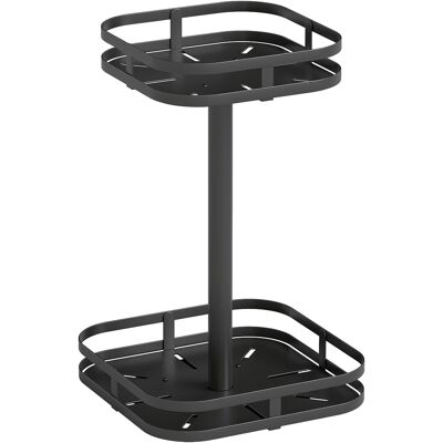 Homcom Portaspezie girevole, design a 2 livelli, piedini a ventosa, metallo, Nero Aosom Italy Homcom Portaspezie girevole, design a 2 livelli, piedini a ventosa, metallo, Nero Aosom Italy